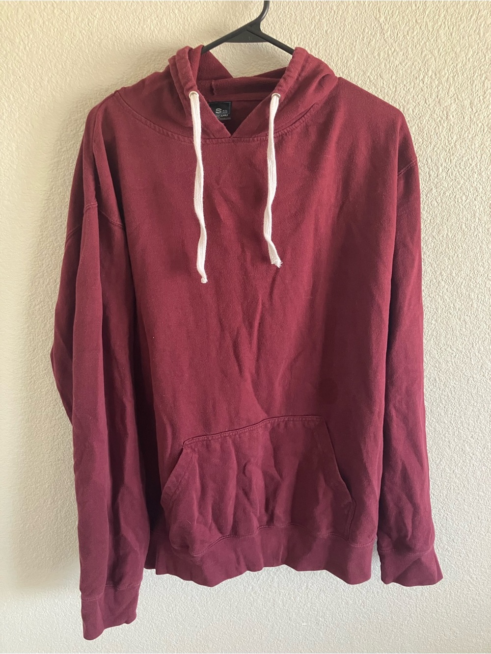Classic Maroon Pullover Hoodie with White Drawstrings